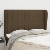 vidaXL Tăblie de pat cu aripioare maro &icirc;nchis 147x23x118/128 cm textil