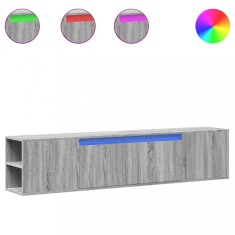 Comoda TV de perete cu lumini LED, gri sonoma, 180x31x39,5 cm foto