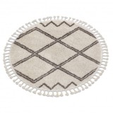 Covor Berber ASILA cerc cremă si maro Franjuri shaggy, cerc 120 cm