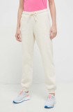 adidas pantaloni de trening culoarea bej, neted