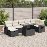 Cumpara ieftin Set mobilier de grădină cu perne, 8 piese, negru, poliratan