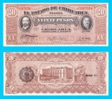 Bancnotă Mexic (Chihuahua) (pick S537) 20 Pesos 1915 aUNC+ serie: 3667854