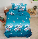 Cumpara ieftin Lenjerie De Pat 3D - Morgana Xu008, Bumbac, 4 Piese, Fara Elastic, Albastru, Imprimeu