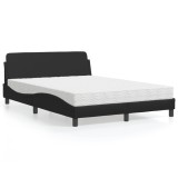 VidaXL Pat cu saltea, Dover, negru, 140x200 cm, piele ecologică 3208417