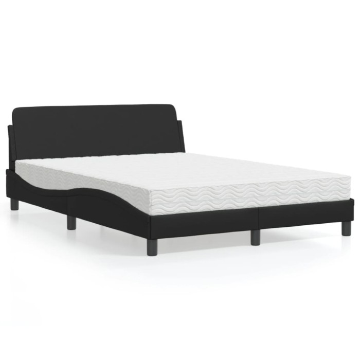 vidaXL Pat cu saltea, Dover, negru, 140x200 cm, piele ecologică 3208417