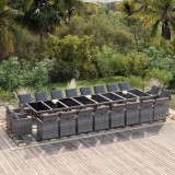vidaXL Set mobilier de grădină cu perne, 21 piese, gri, poliratan