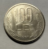 100 Lei 1991 Romania UNC, varianta cu codita la "99" rotunjita, RARA!, Tip B (scris muchie)