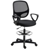 HOMCOM Scaun de Birou Ergonomic Rotativ din Plasă Respirabilă, cu Suport pentru Picioare și &Icirc;nălțime Reglabilă, Negru | Aosom Romania
