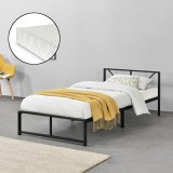 Pat metalic Meran 90 x 200 cm cu saltea si gratar negru [en.casa] HausGarden Leisure