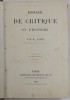 ESSAIS DE CRITIQUE ET D &#039; HISTOIRE par H. TAINE , 1892