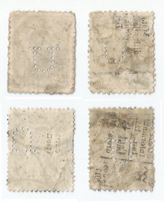 *Romania, lot 11 cu 4 timbre perforate identice cu perforatii in poz. diferite foto