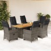 Gossi set bistro de gradina cu perne, 7 piese, gri, poliratan