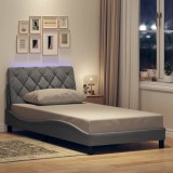 VidaXL Cadru de pat cu LED fără saltea Gri deschis 100x200 cm Material