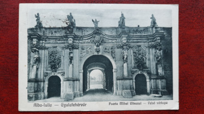 Alba iulia-1925-Poarta Mihai Viteazul-C.P.circ. foto