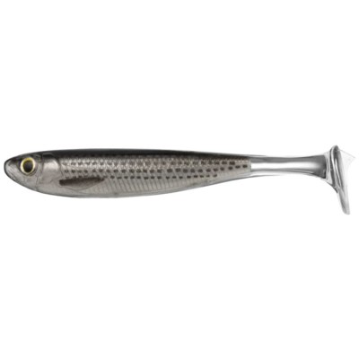 Shad Live Target Slow Roll Mullet Paddle Tail, Silver / Black, 12.5cm, 4buc/pac foto