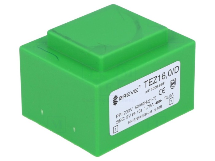 Transformator &icirc;ncapsulat 16VA 230V 9V PCB