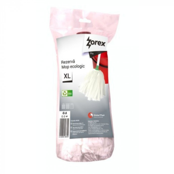 Rezerva Mop Ecologic Zorex Pro XL, Poliester, Alba, Rezerve Mop, Rezerve Ecologice pentru Mop, Accesorii Curatenie, Accesorii Menaj