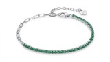 Cumpara ieftin Eleganta Duala: Bratara Half-Tennis si Zale Paperclip din Argint 925 cu Zirconiu Verde