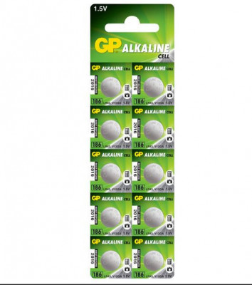 Baterie GP Batteries, butoni (AG12/LR43) 1.5V alcalina, blister 10 buc. foto