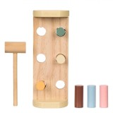 Jucărie Educativă din Lemn, Banc Ursuleț, 6 Forme Multicolor, Ciocan, 23.5x9x8.5cm