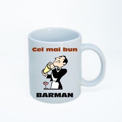 Cana alba personalizata barman, INOVATIX&amp;reg;. 330ml foto