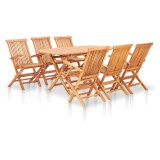 Cumpara ieftin Set mobilier de exterior pliabil, 7 piese, lemn masiv de tec
