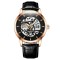Ceas barbati Tevise Automatic Analog Elegant Negru Auriu Piele