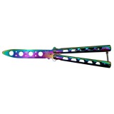 Cumpara ieftin Briceag Fluture Antrenament IdeallStore Butterfly Clash Multicolor, 22cm, Otel 440C, Anti-alunecare
