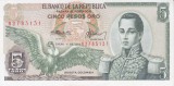 Bancnota Columbia 5 Pesos oro 1973 - P406e UNC ( vezi descriere )