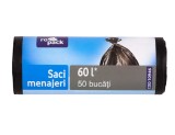 Saci menajeri Ropack, 60 l, 50 buc/rola, Negru