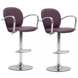 Cumpara ieftin Scaune de bar cu brate, 2 buc., violet, piele ecologica