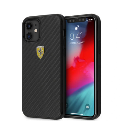 Husa Cover Ferrari On Track Carbon pentru iPhone 12 Mini Black foto