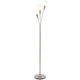 HOMCOM Lampă de podea pentru living 40 W, lampă de podea cu comutator de picior, 3 x soclu E14 pentru dormitor, birou, fără bec, Argintiu | Aosom Roma