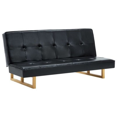 Canapea extensibilă, piele artificială, negru foto