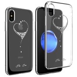 Husa iPhone X Kingxbar Cristale Swarovski Argintie - Protectie Eleganta, Subtire, Accesorii GSM