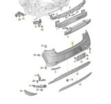 Bara spate VW GOLF 7 (5K), 2017-, model Hatchback, cu 4 gauri pentru senzori asistenta parcare; grunduit