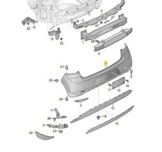 Bara spate VW GOLF 7 (5K), 2017-, model Hatchback, cu 4 gauri pentru senzori asistenta parcare; grunduit