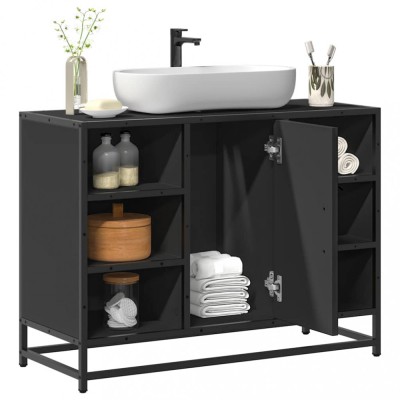 vidaXL Dulap chiuveta de baie, negru, 80x33x60 cm, lemn compozit 849289 foto