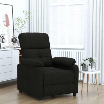 vidaXL Fotoliu rabatabil, negru, material textil foto