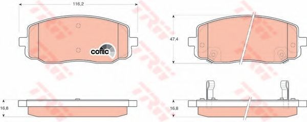 Set placute frana,frana disc HYUNDAI i10 (PA) (2007 - 2013) TRW GDB3369