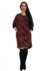 Rochie tricotata cu maneca lunga, culoare marsala foto