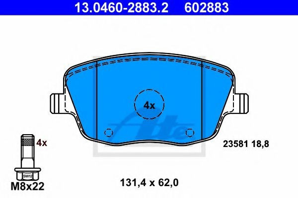 Set placute frana,frana disc SEAT CORDOBA (6L2) (2002 - 2009) ATE 13.0460-2883.2