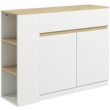 HOMCOM Credență de bucătărie cu 2 uși, raft reglabil, 2 sertare și 3 compartimente deschise, 110 x 29,5 x 82 cm, alb | Aosom Romania