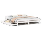 Cumpara ieftin Cadru de pat fara saltea, alb, 200x200 cm, lemn masiv pin