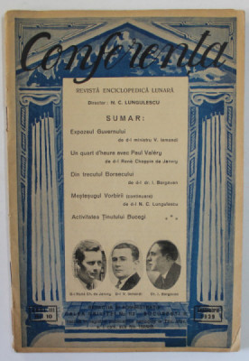 CONFERENTA , REVISTA ENCICLOPEDICA LUNARA , ANUL III , NR. 10 , SEPTEMBRIE , 1939 foto