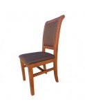 Cumpara ieftin Scaun de living si bucatarie Royal, din lemn masiv fag, ergonomic, tapiterie stofa, 120 kg, lacuit, 98,5x48,5x46,5 cm, Nuc