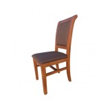 Scaun de living si bucatarie Royal, din lemn masiv fag, ergonomic, tapiterie stofa, 120 kg, lacuit, 98,5x48,5x46,5 cm, Nuc