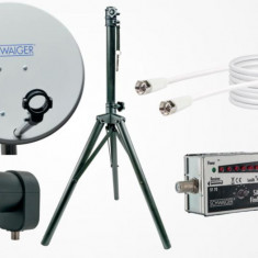 MOBILES SAT-SET MIT 40CM PARABOLANTENNE, SINGLE LNB, STATIV, KABEL SAT-FINDER SATSET440 SCHWAIGER