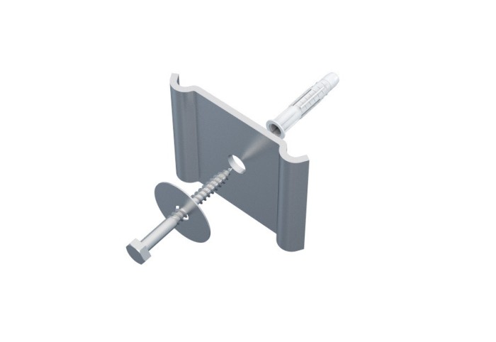 Suport de perete 50x62mm cu diblu pentru prindere orizontala sau verticala pe perete