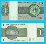 Brazilia (p#191A) 1 Cruzeiro 1980 UNC 'Seria B' serie: B16481 094143; (ROG CITITI DETALIILE!)